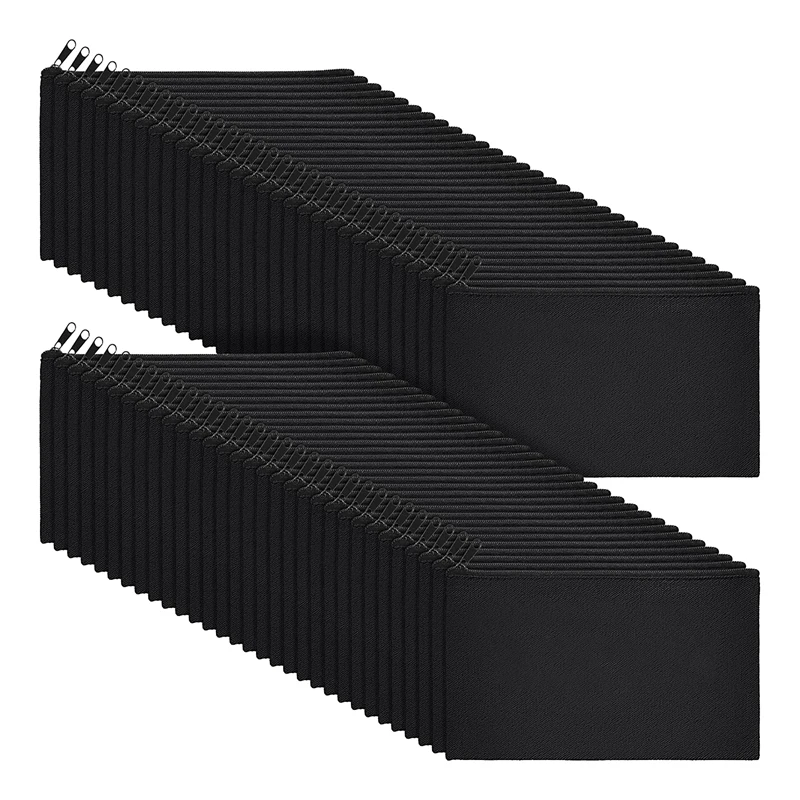 

Холщовые сумки для макияжа на молнии, пустая холщовая косметичка «сделай сам», 80 шт. в упаковке с молнией, черного цвета