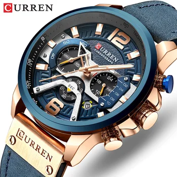 CURREN Casual Sport Watches for Men Top Brand Luxury Military Leather Wrist Watch Man Clock Fashion Chronograph Wristwatch 1