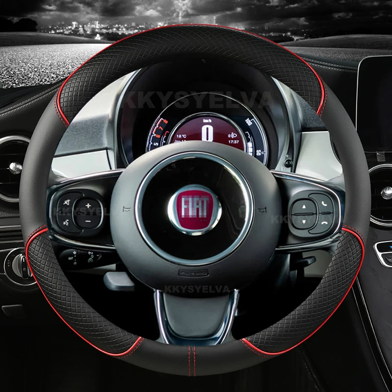 

Microfiber Leather Car Steering Wheel Cover For Fiat 500 2007-2022 500e 2020 2021 500X 2015-2022 500L 2018 Auto Accessories
