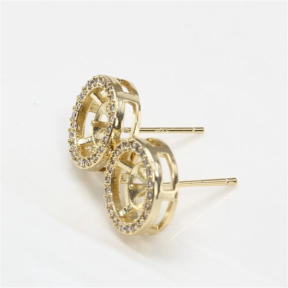 

Серьги-гвоздики с цирконием и жемчугом, под золото 925 пробы