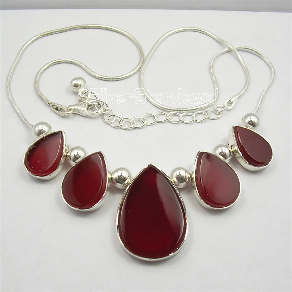 Semi-precious Stone FLAT BLACK  Necklace 18.5