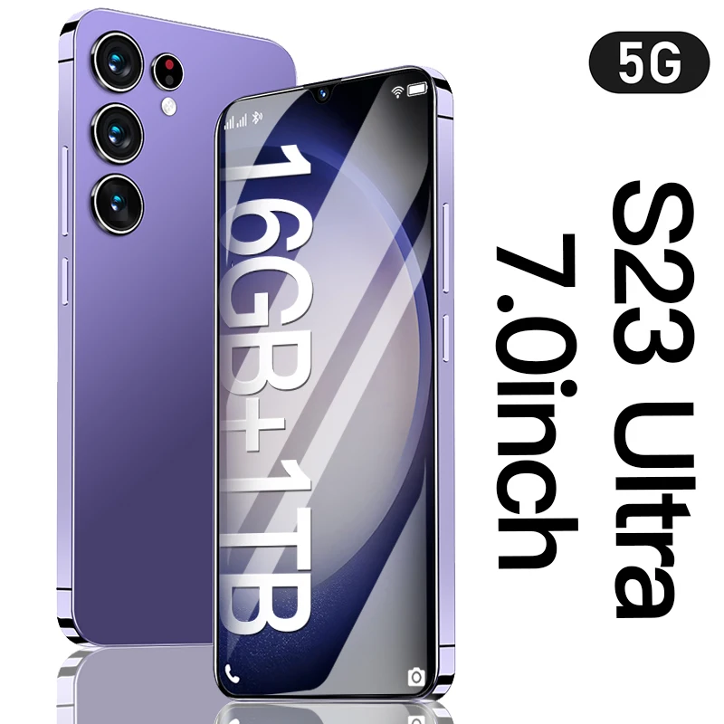 

Новинка, смартфон глобальная версия S23 Ultra, смартфон с экраном 7,0 дюйма, мобильный телефон с поддержкой 16 Гб + 1 ТБ, мобильный телефон с идентификацией по отпечатку пальца и двумя Sim-картами 48 Мп + 72 МП