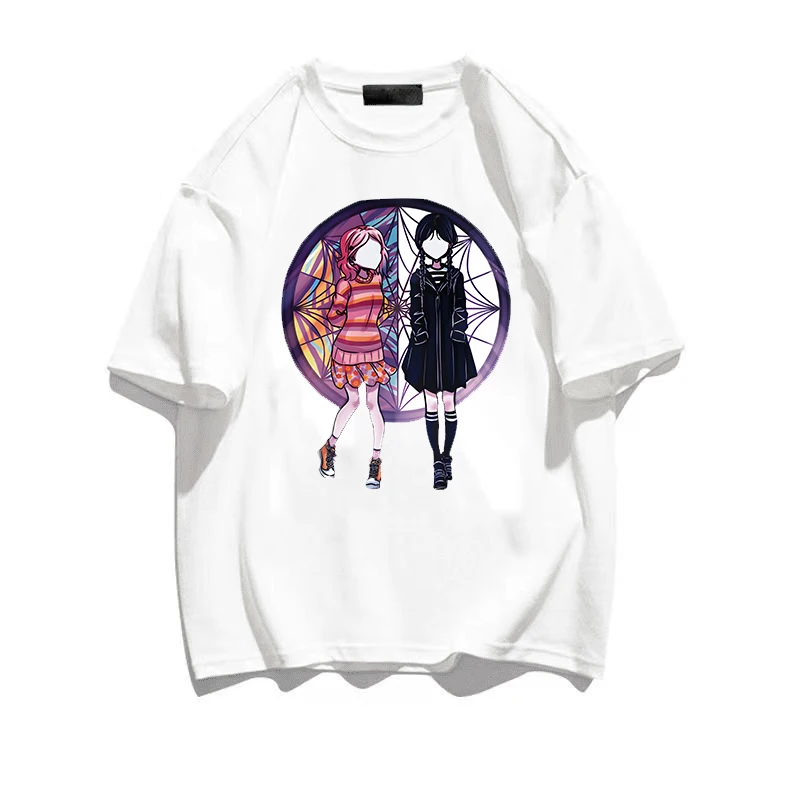 

Good Friend Wednesday Addams Men's Women's T-shirts Trendy Harajuku Wednesday Cotton Streetwear Top Meriaddams La Series Tees