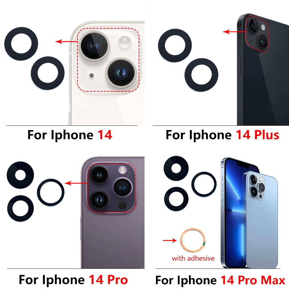 10Set/lot Rear Back Camera Glass Lens For iPhone 14 Plus Pro Max glass for lens back camera for iphone 14 pro max With Adhesive enlarge