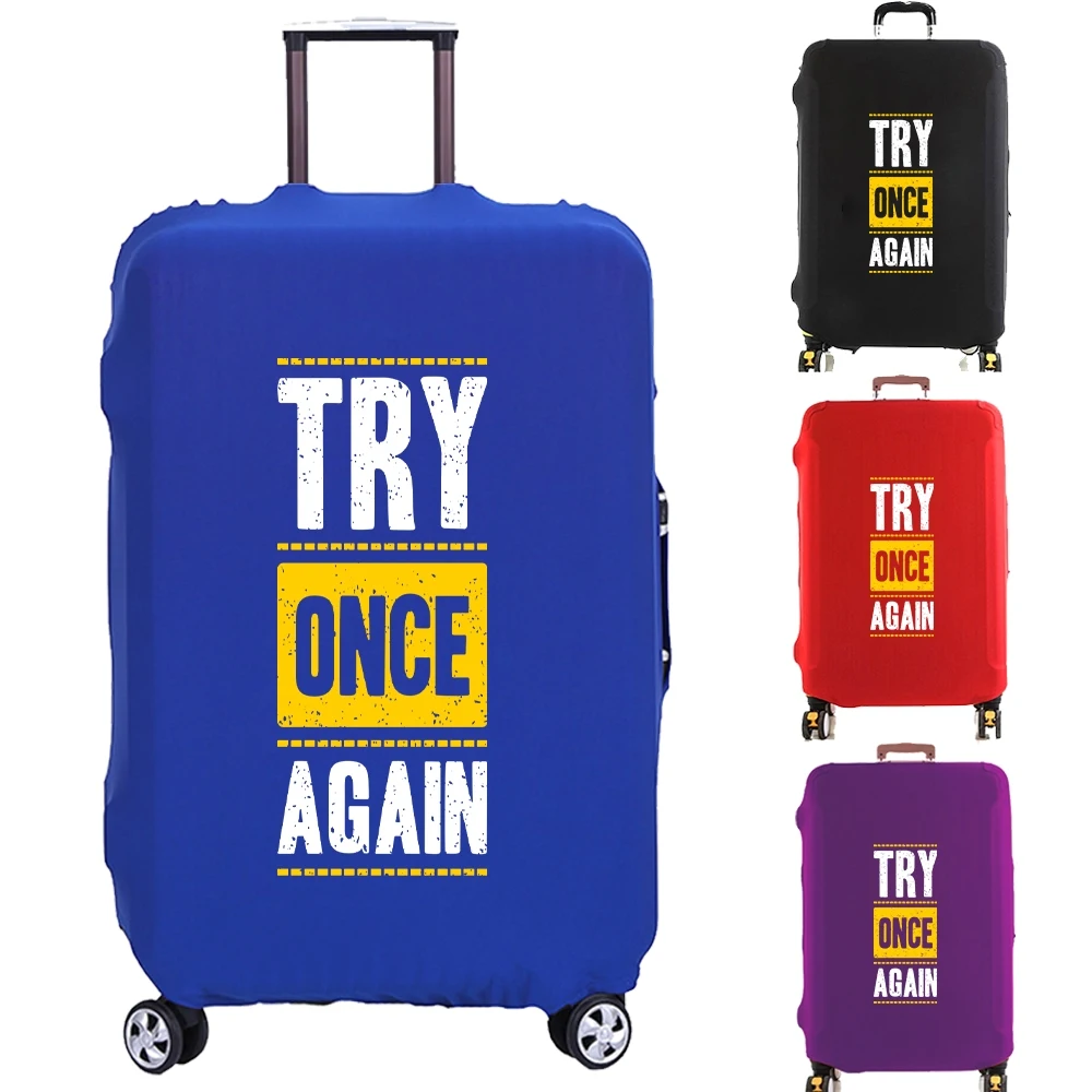

Luggage Cover Suitcase Protector Try Once Again Letter Thicker Elastic Dust Cover for 18-32 Inch Trolley Case Travel Accessories