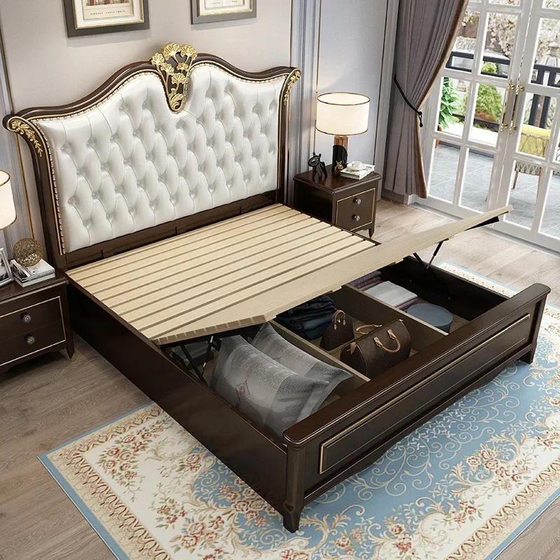 Современная мягкая европейская двуспальная кровать дизайнерская роскошная