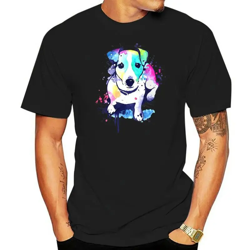 

New Interesting Fashion Women T Shirts Watercolor Jack Russell Terrier Male T-Shirt Pattern Dog Girl Pop Top Tee Tops Woman Tees