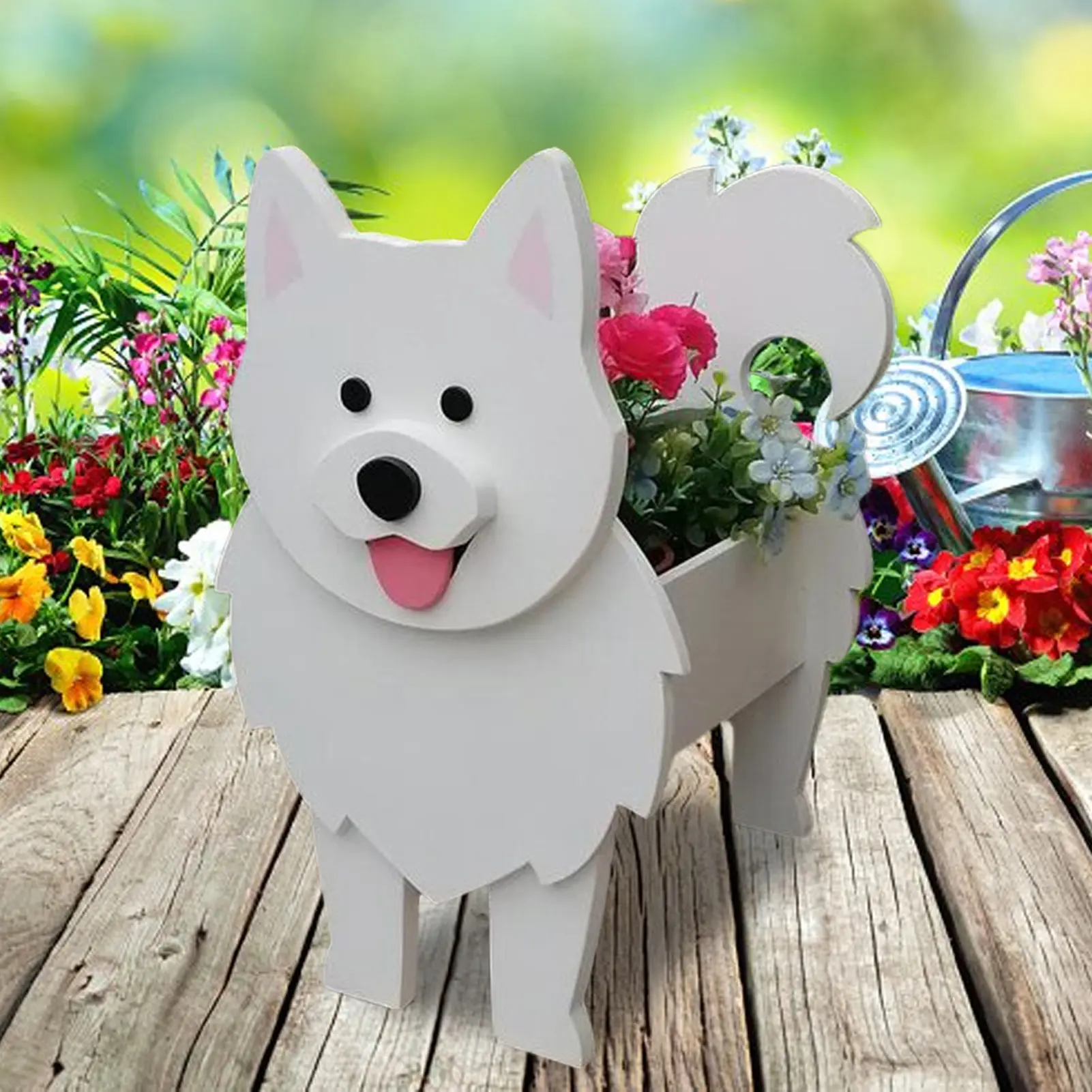 Cute Dog Garden Flower Pot Samoyed Schnauzer Bulldog Corgi DIY PVC Flower Planter Indoor Outdoor Garden Decor images - 6