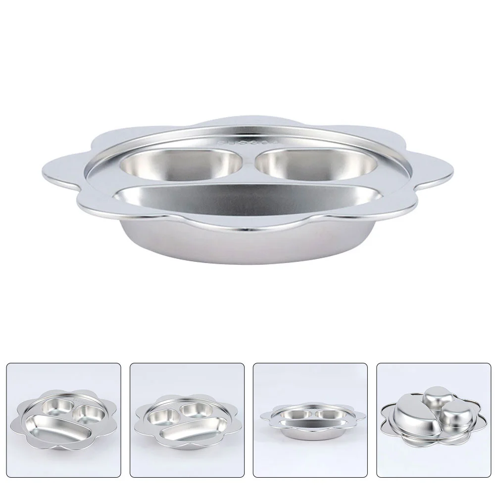 

Plate Divideddinner Tray Serving Stainless Trays Steel Plates Portion Bowls Lunch Compartment Breakfast Eating Control Kids