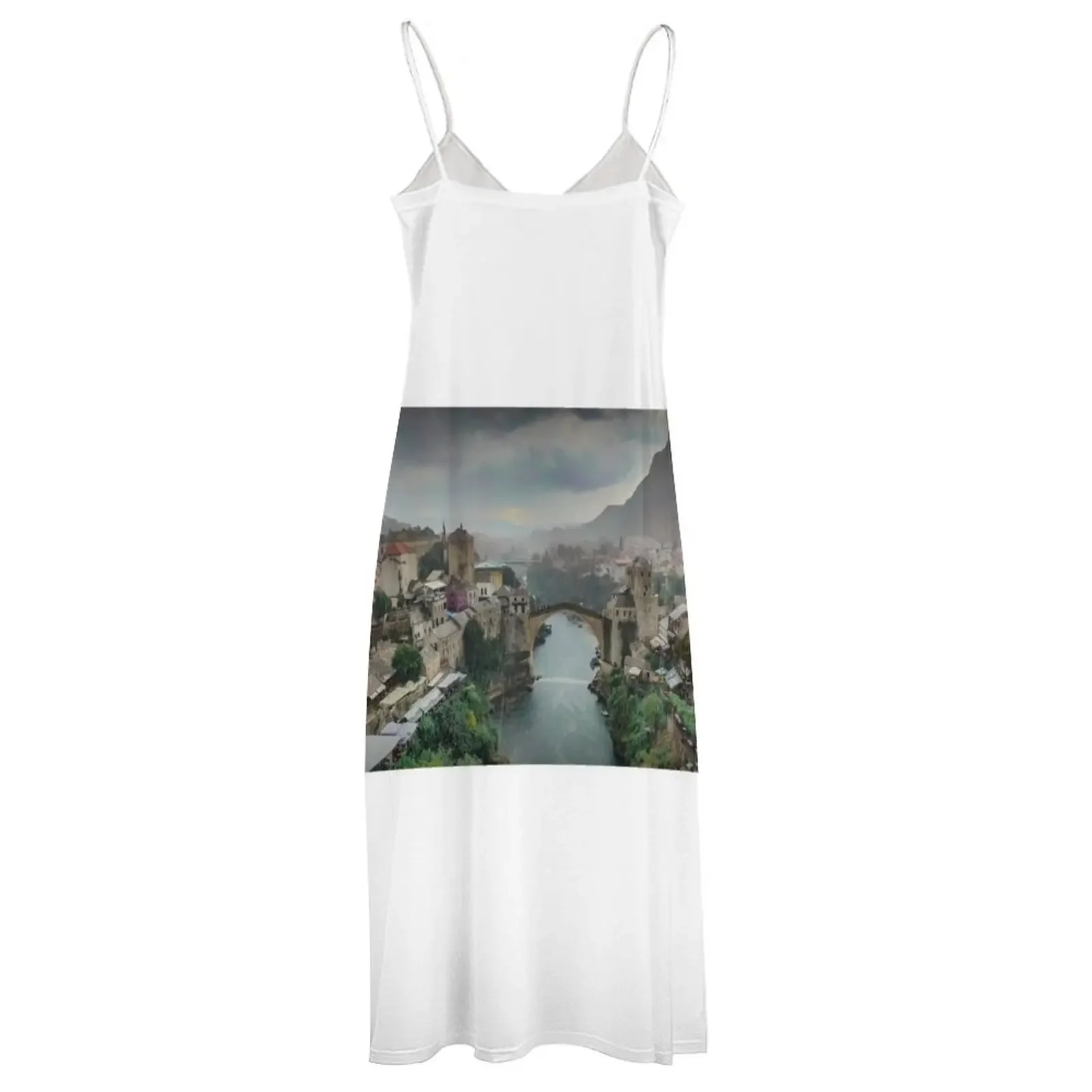 Mostar River Bosnia - Пейзажное платье без рукавов женское Женские платья Платье