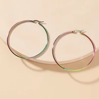 colorful electroplating stainless steel round earrings cool and exaggerated hook earrings jewelry