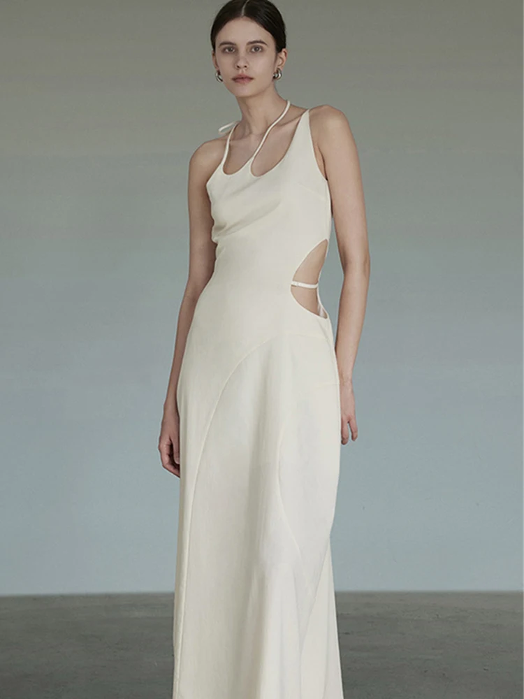 Женское платье миди с открытой спиной летнее сексуальное облегающее без рукавов