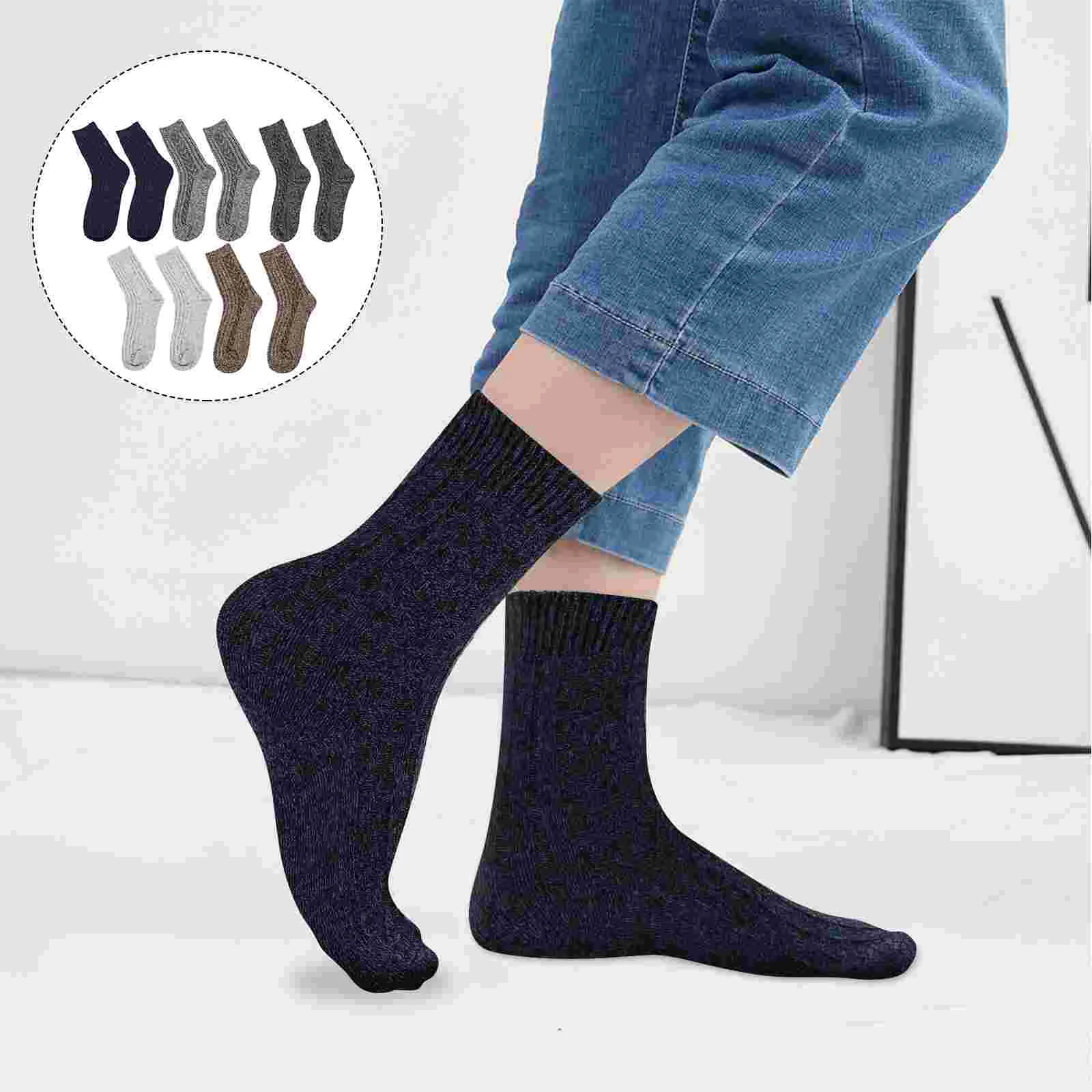 

Socks Winterthermal Women Men Warm Male Cold Weather High Cable Tube Knit Stocking Unisex Stripetrekking Casual Crew Cotton