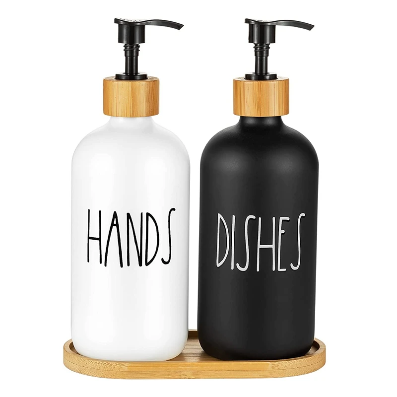 

Hand And Dish Soap Dispenser For Kitchen Sink - Farmhouse Kitchen Soap Dispenser Set With Tray