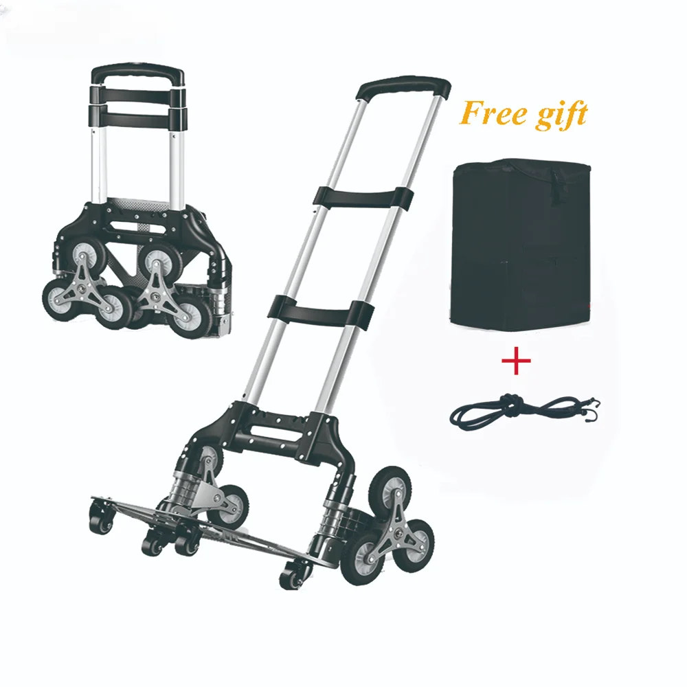 

75KG All Terrain Hand Truck with Bungee Cord Heavy Foldable Trolley for Upstairs Cargo Protable Home Travel Shopping Cart