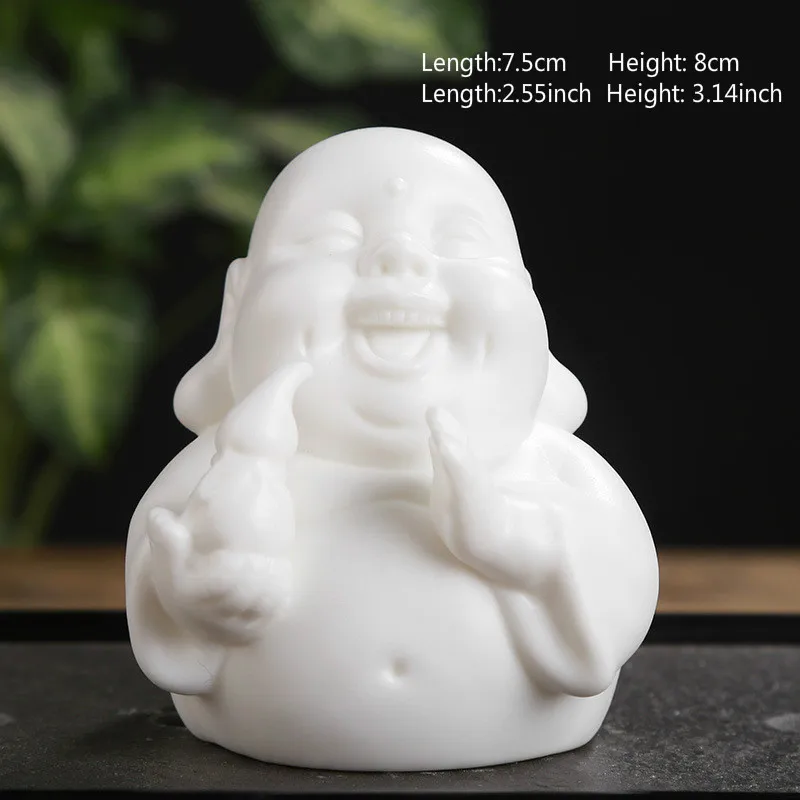 4 шт. маленькие белые керамические статуи Будды | Дом и сад