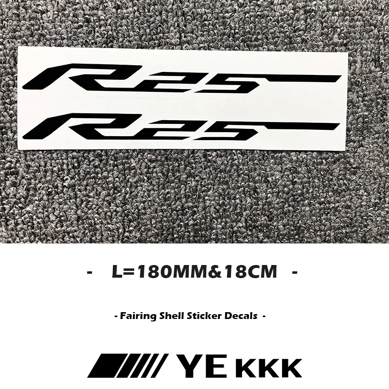 2X 180MM Motorcycle Fairing Shell Hub Head Shell Fuel Tank Sticker Decal White Black For YAMAHA YZF-R25 R25