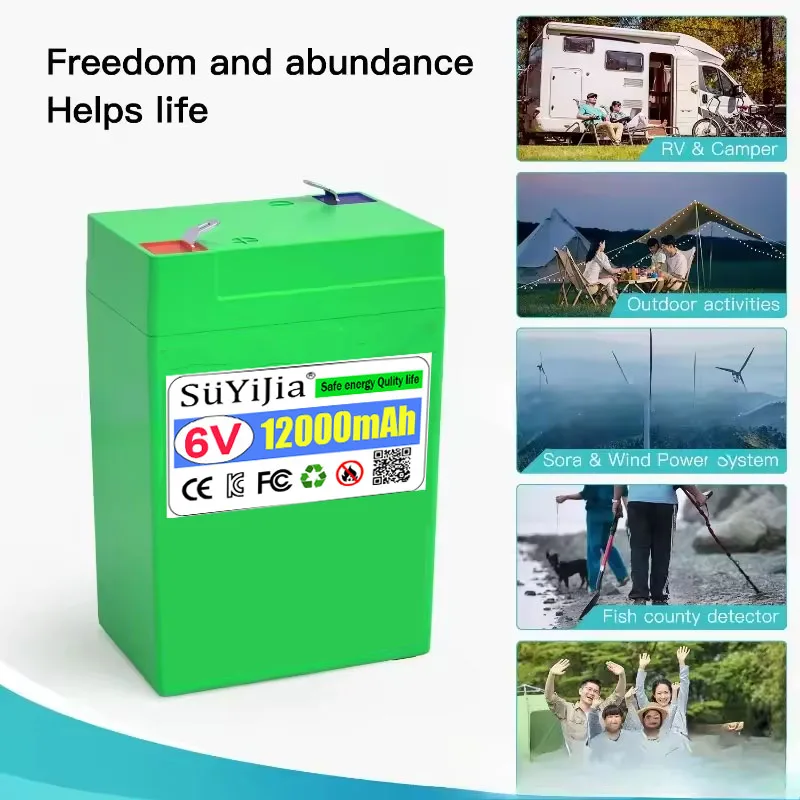 Фото Оригинальная аккумуляторная батарея Ultrafire 6 В 12 Ач LiFePO4 для детских автомобилей/игрушек/электронных весов/фонариков Power Bank Бесплатное зарядное устройство №4