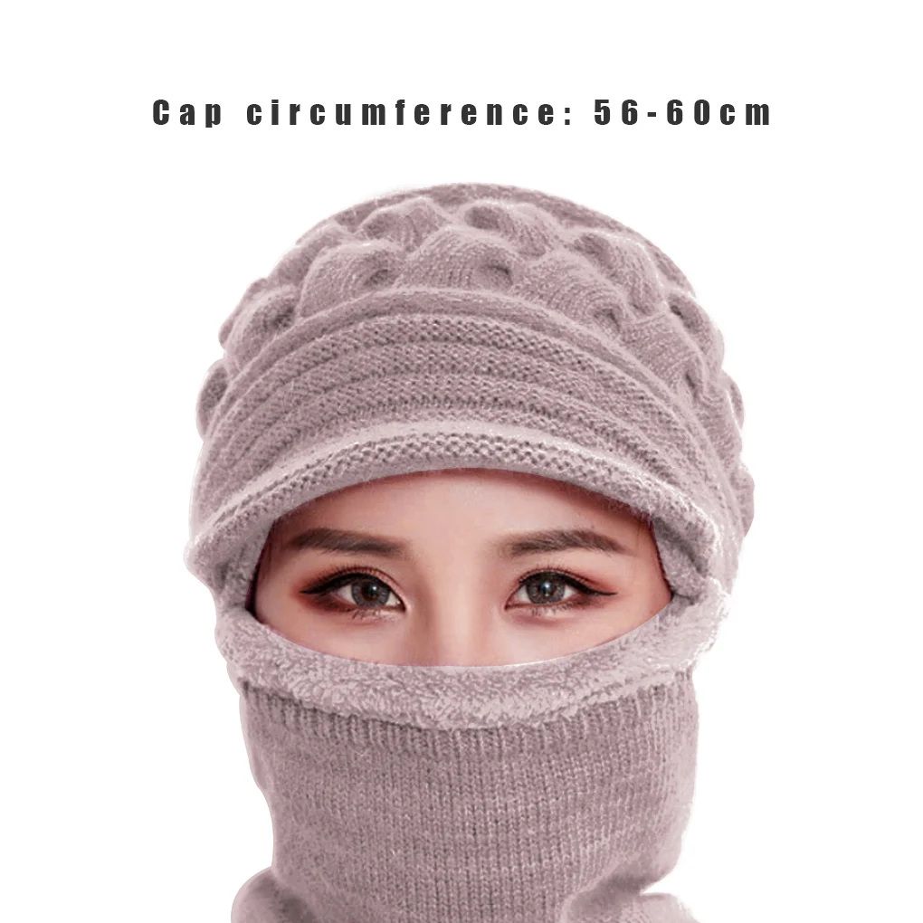 

2020 New Winter Balaclava Beanies Mother Hat Women Warm Thick Skullies Riding Outdoor Hats Gorras Stripes Beanie Cap Mask