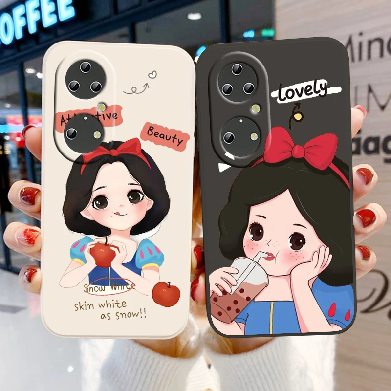 

Snow White Alice Disney Girl Liquid Rope Cover Phone Case For Huawei P50 P40 P30 P20 Pro Lite E Nova Y70 5T 9 Y9S Y9A Y9 Y6 5G