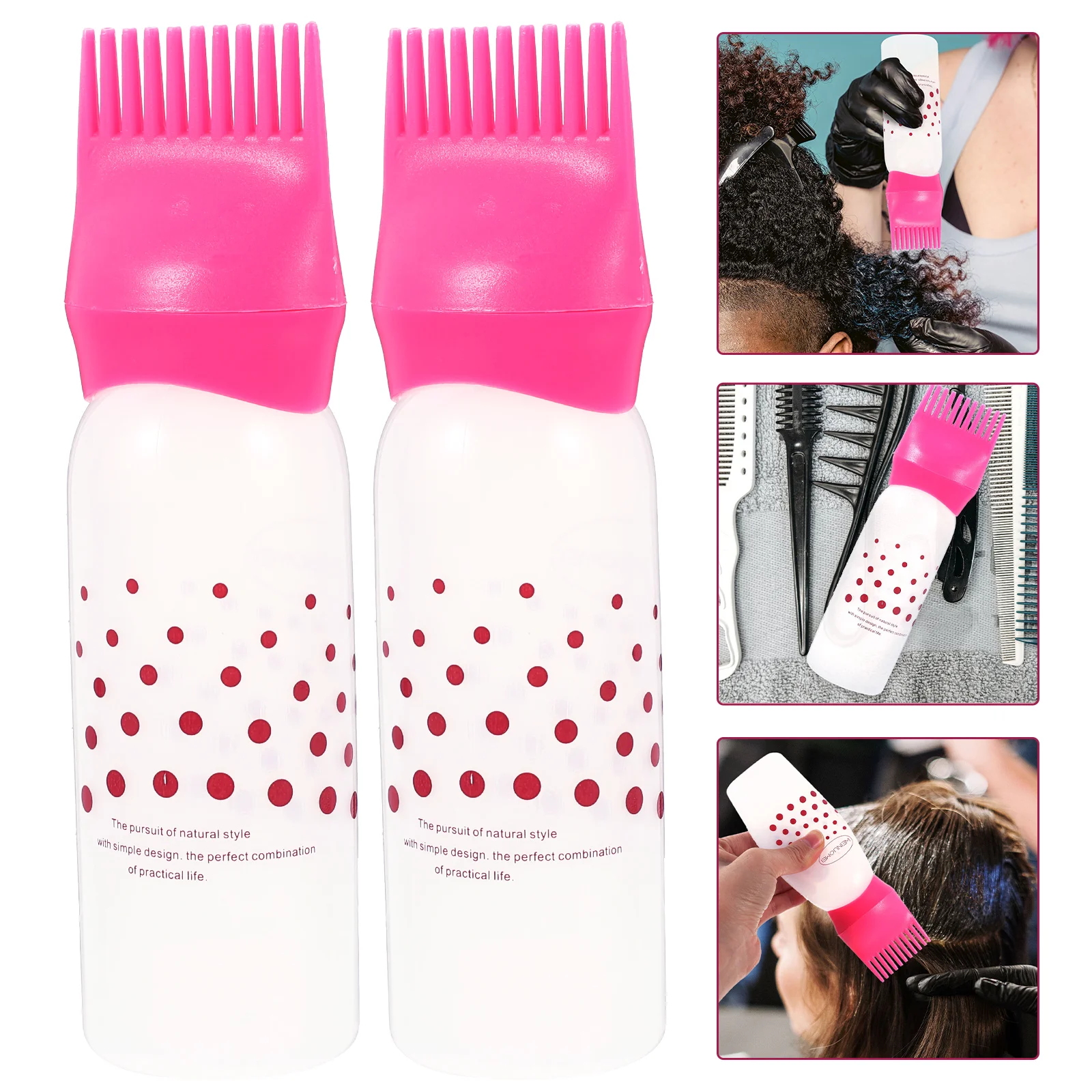 

2 Pcs Hair Color Smudge Bottle Dye Comb Coloring Applicator Root Bottles Mini Squeeze Styling Tools