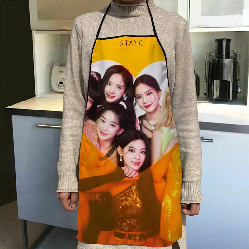 

Custom STAYC KPOP Oxford Fabric Apron For Men Women Bibs Home Cooking Baking Cleaning Aprons Kitchen Accessory 0216