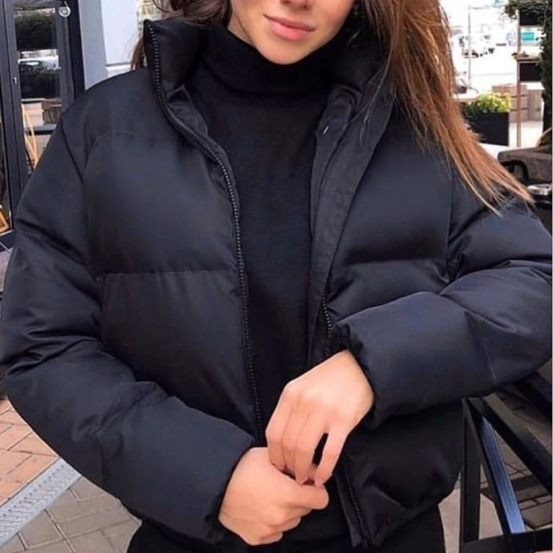 Bubble Coat Stand-up Collar Contrast Stitching Slim Slimming Short 2022 New Fashion Winter and Autumn Women's Thick Down Jacket