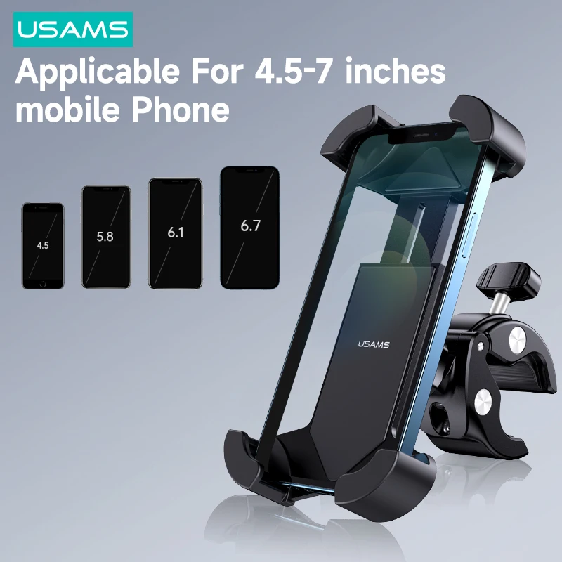 usams universal super clamp phone holder for bike motorcycle bicycle cycling shockproof phone clip for iphone 13 11 12 pro max free global shipping
