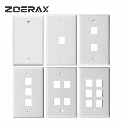 ZoeRax 0/1/2/3/3,5-портовая настенная пластина Keystone Jack, низкопрофильная настенная пластина RJ45 для белых разъемов Keystone