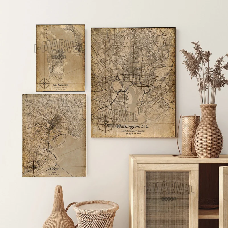 

Vintage World Map Tin Painting 3D Printing America Europe Continent Oil Painting Classroom Home Art Wall Aesthetic Decoration