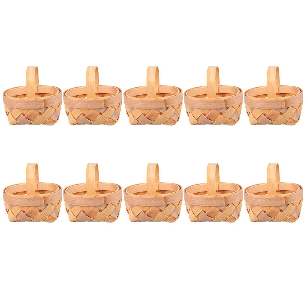 

Basket Baskets Mini Woven Flower Miniature Wicker Candy Wooden Easter Gift Wedding Rustic Rattan Tiny Handheld Storage Handle