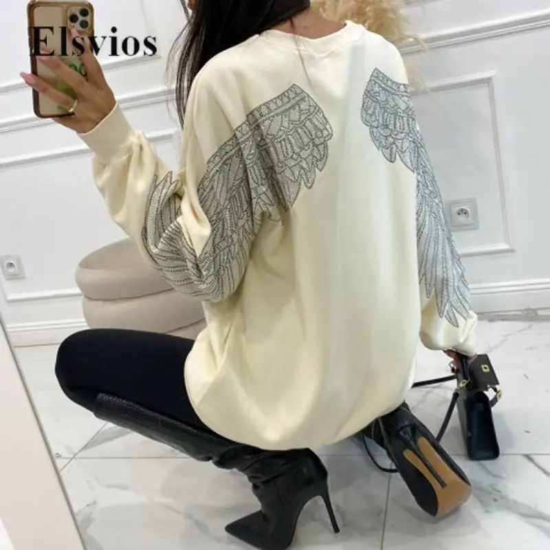 

Женский пуловер с круглым вырезом, с длинным рукавом и принтом