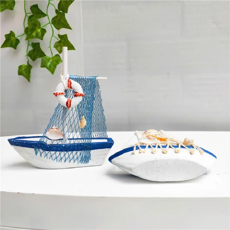 

Marine Nautical Decor Creative Sailboat Model Room Decoration Figurines Miniatures Mediterranean Style Ship Small Boat Ornaments
