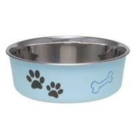 jmt stainless steel light blue dish with rubber base