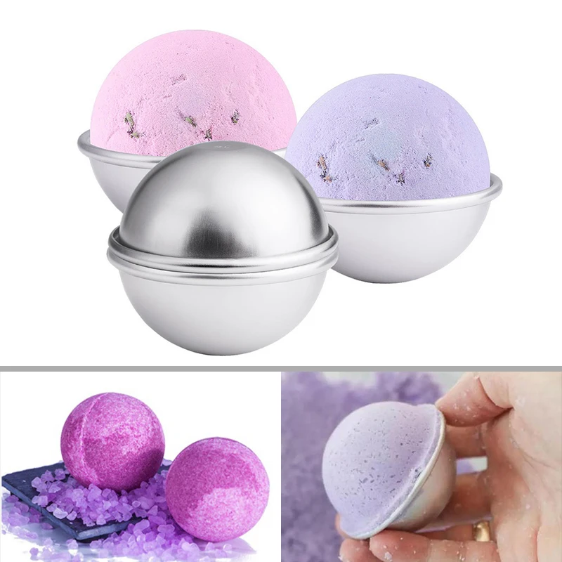 2 шт. Круглые формы из алюминиевого сплава для мыла и бомб для ванны DIY, формы для солевых шариков, ручной работы, подарки для творчества, металлические полусферические формы 3 размера.