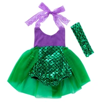 little girls mermaid costume princess romper dress cosplay birthday party outfits fish scale headband toddler baby 1 3 years