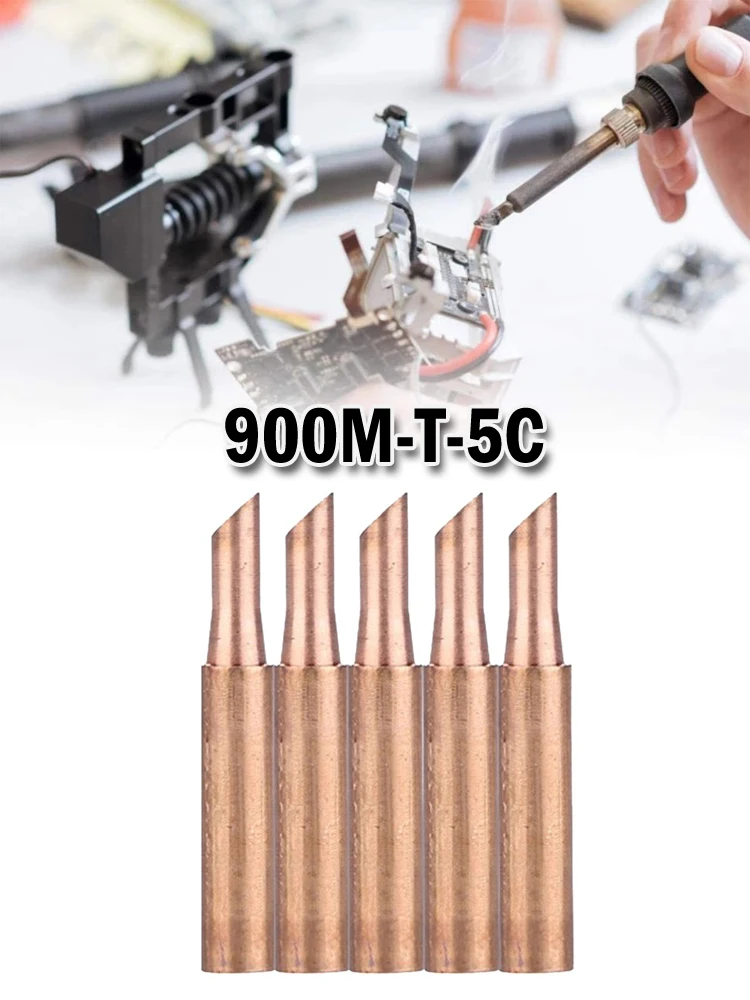

5 Pcs 900M-T Copper Soldering Iron Tips 42mm Lead-free Welding Solder Tip 900M-T-5C For Welding Equipment Soldering Supplies