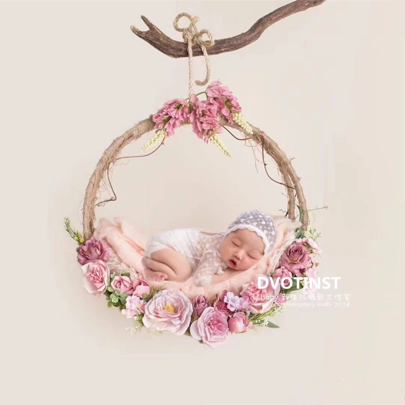 Реквизит для детской фотосъемки Dvotinst декоративная подвесная корзина с цветами