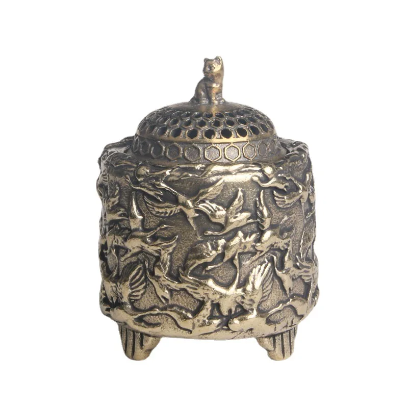 

Brass crane incense burner desktop ornaments thousand cranes nafu sandalwood incense burner crafts