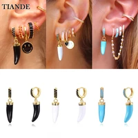 tiande silver color gold plated dangle earrings for women colour enamel piercing hoop drop 2022 earrings jewelry wholesale