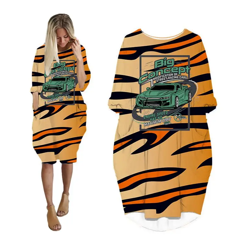 

Платья для женщин с карманами с длинным рукавом женская одежда модная женская одежда больших размеров миди женское платье с леопардовым принтом автомобилей HH