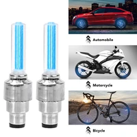 2x atmosphere welcome light hub lamp auto car wheel light moto bike light tire valve decorative valve cap flash spoke neon lamp