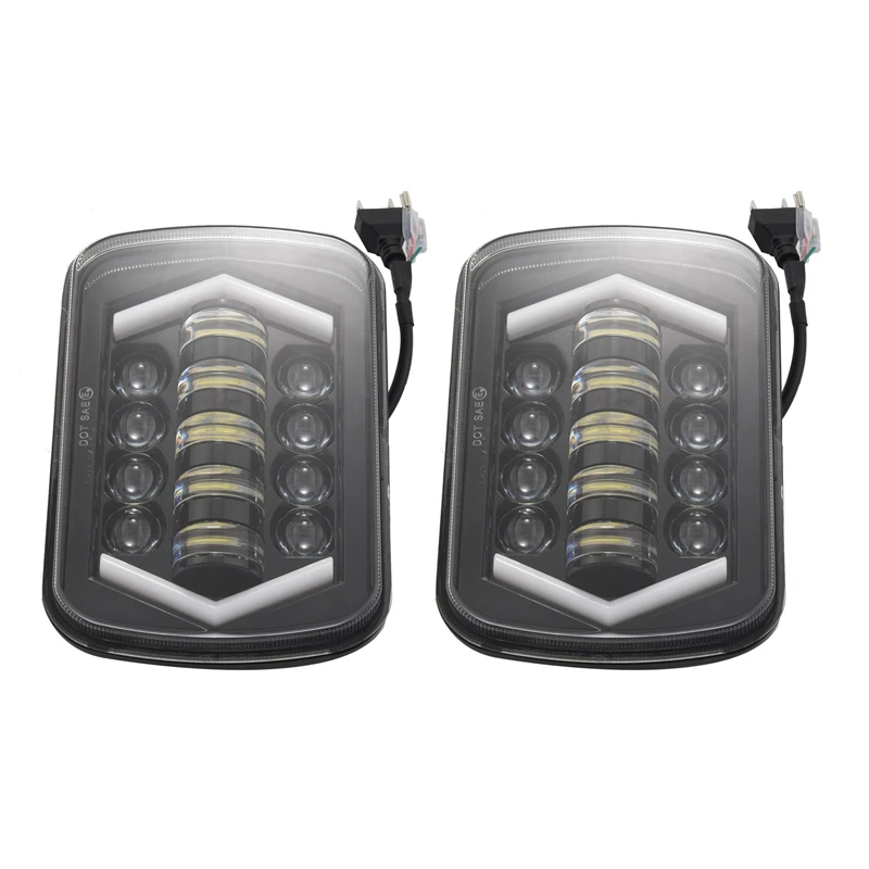 

2X 7X6 Inch Inch Halo Led Headlights,5X7 Inch Square Led Angel Eyes Drl Turn Signal Light For Trucks Jeep Wrangler