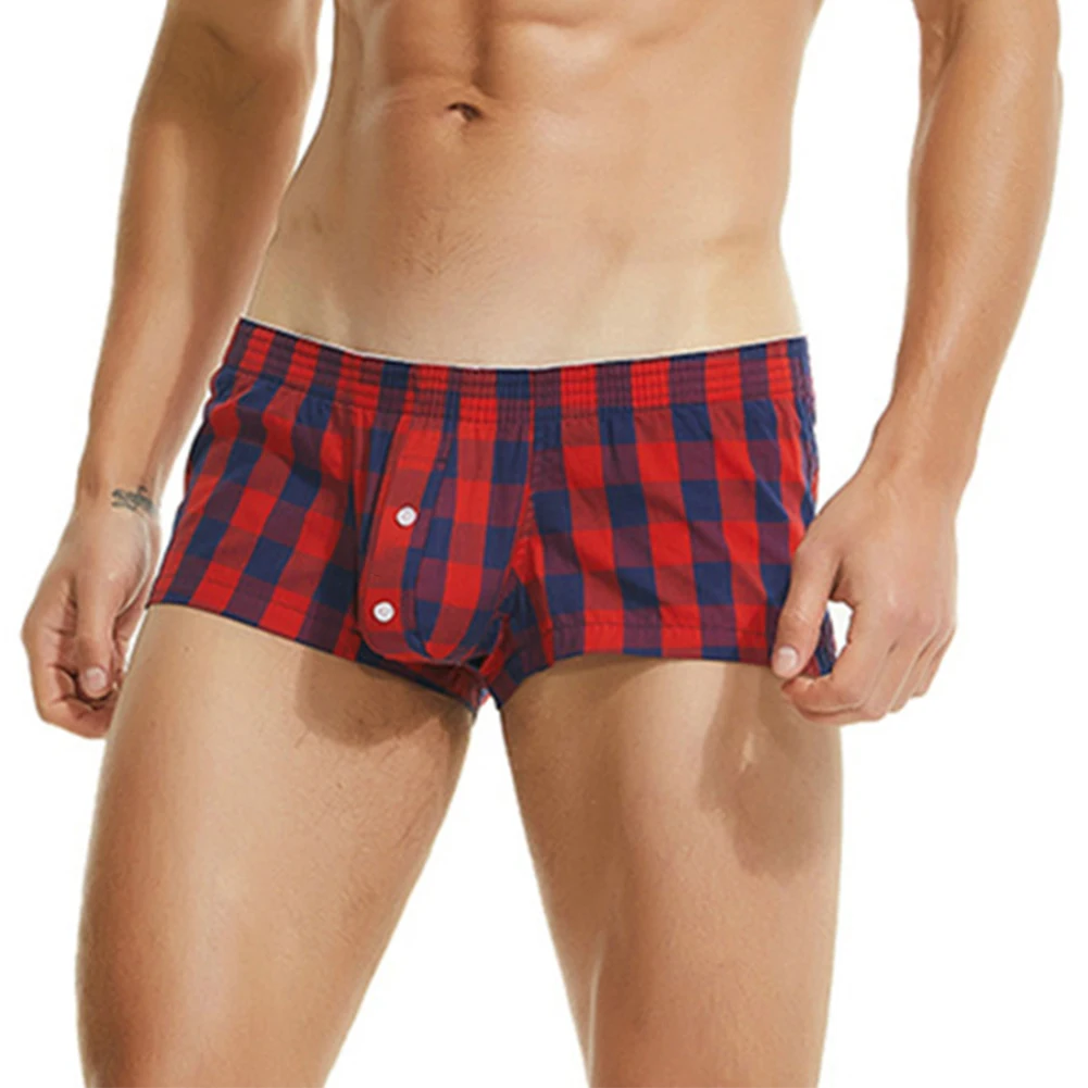 

Men Plaid Boxer Shorts Cotton Underwear Mens Boxers U Convex Pouch Home Underpants Pajama Sleep Bottoms Shorts Woven Arrow Pants