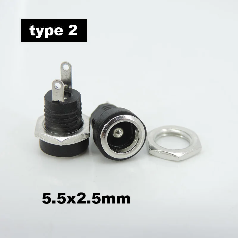 

2/5/10 шт. 1/5x2,5, 5x мм блок питания постоянного тока, гнездовой панельный разъем, переходник, 2 терминала, тип постоянного тока, коннектор постоянного тока