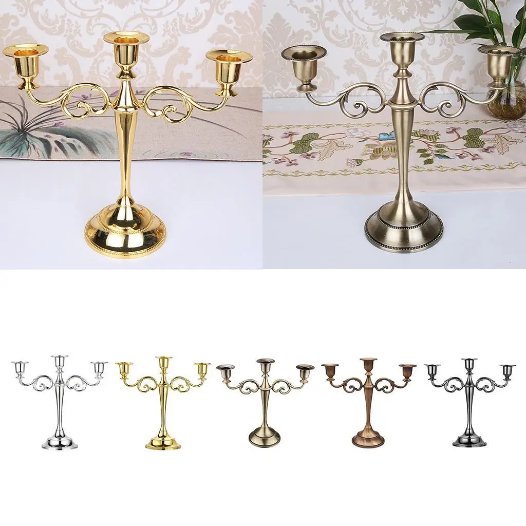 

Polished Body Candlestick with 3 Pillar Arms for Wedding Center