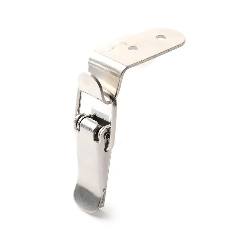 90 Degrees Duck-mouth Buckle Hook Lock Stainless Steel Spring Loaded Draw Toggle Latch Clamp Clip Silver Hasp Latch Catch Clasp