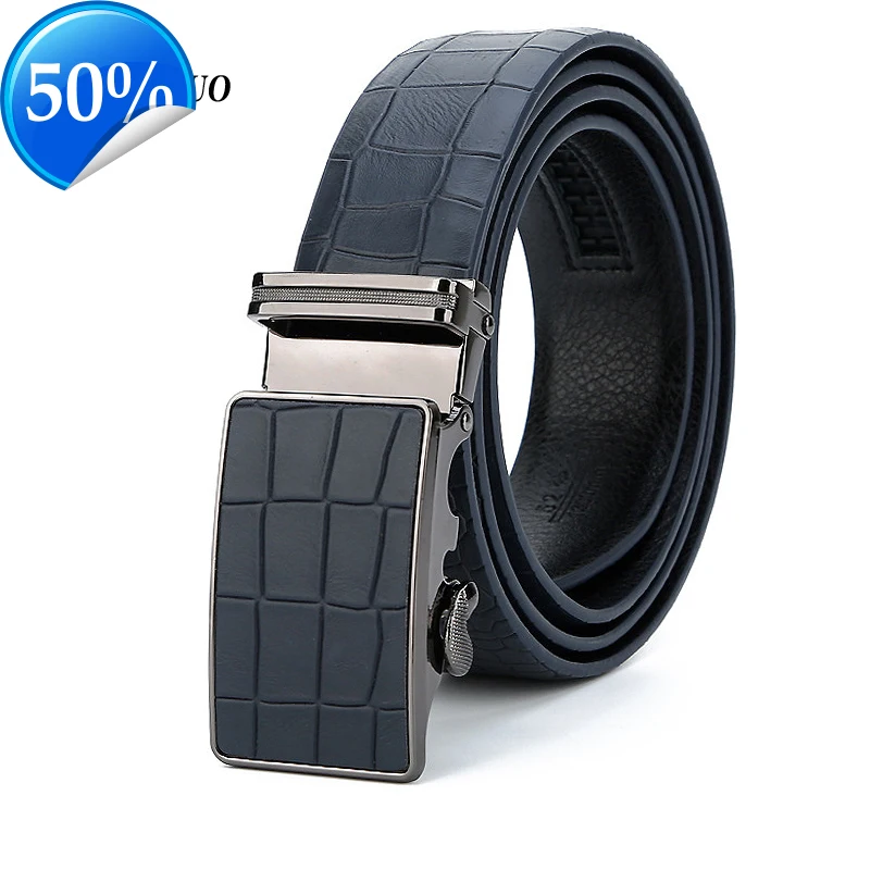 GFOHUO High quality brand luxury automatic buckle cowhide belt Genuine leather belts for men personality alligator pattern