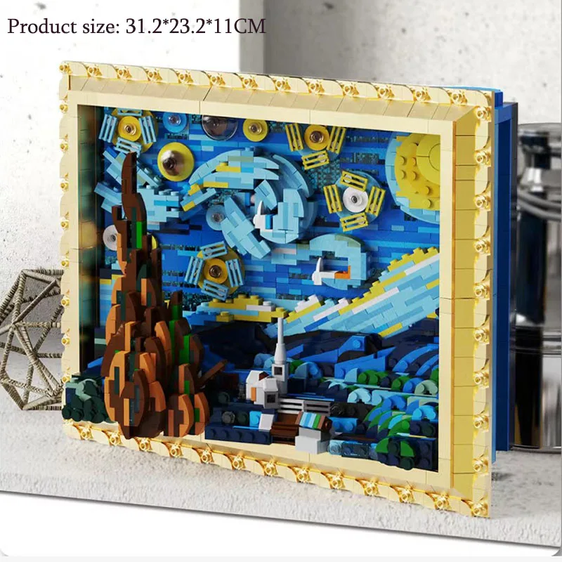 

New Famous Painting Starry Night Building Block Assembly Model Building Block Collection DIY Educational Toy Birthday Gift