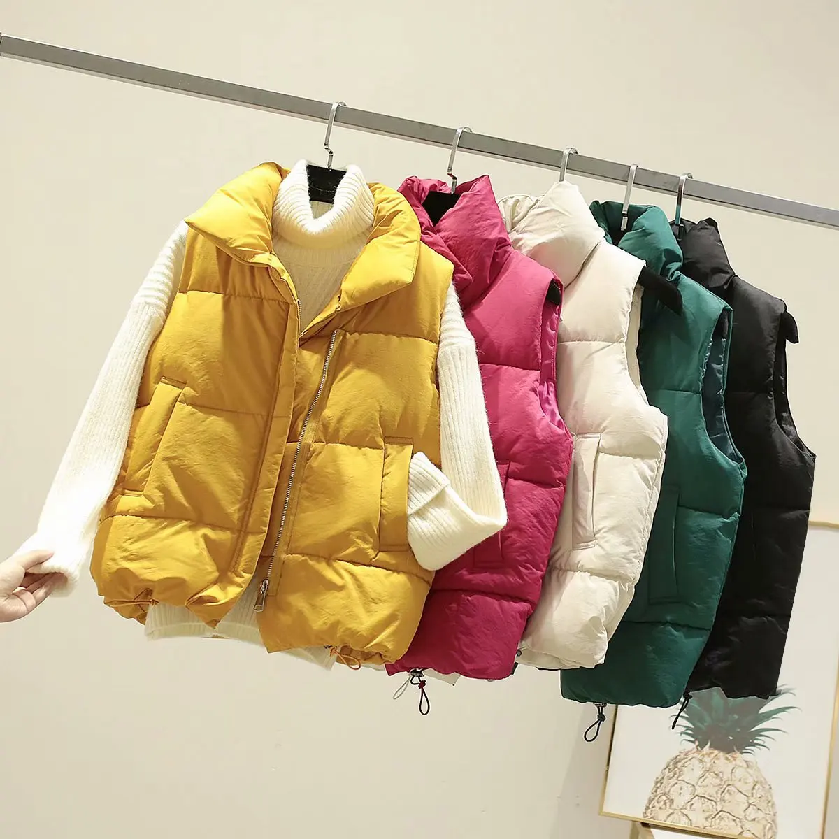 

Short Down Jackets Vest Coat Women Fall Winter Puffer Padded Vest Sleeveless Tops Parka Loose Waistcoat Quilted Jacket